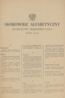 Biuletyn Urzędowy Głównego Komitetu Kultury Fizycznej. 1954, Skorowidz