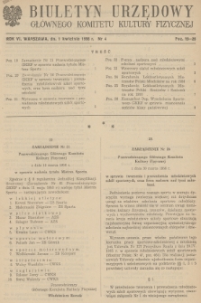 Biuletyn Urzędowy Głównego Komitetu Kultury Fizycznej. 1956, nr 4