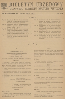 Biuletyn Urzędowy Głównego Komitetu Kultury Fizycznej. 1956, nr 6
