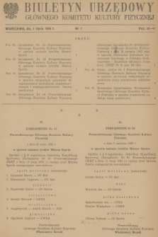 Biuletyn Urzędowy Głównego Komitetu Kultury Fizycznej. 1956, nr 7
