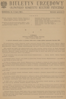 Biuletyn Urzędowy Głównego Komitetu Kultury Fizycznej. 1956, wydanie specjalne (B)