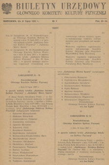 Biuletyn Urzędowy Głównego Komitetu Kultury Fizycznej. 1957, nr 7