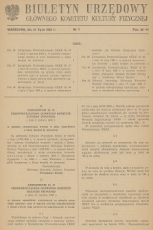 Biuletyn Urzędowy Głównego Komitetu Kultury Fizycznej. 1959, nr 7
