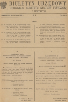 Biuletyn Urzędowy Głównego Komitetu Kultury Fizycznej i Turystyki. 1960, nr 4