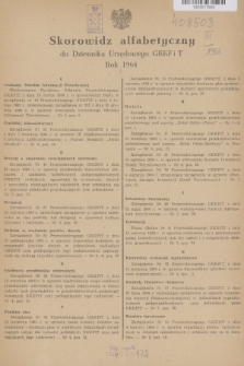 Dziennik Urzędowy Głównego Komitetu Kultury Fizycznej i Turystyki. 1964, Skorowidz