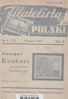 Filatelista Polski : miesięcznik poświęcony filatelistyce w Polsce. 1949, nr 1