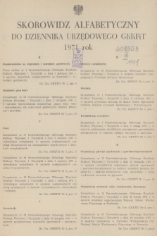Dziennik Urzędowy Głównego Komitetu Kultury Fizycznej i Turystyki. 1971, Skorowidz