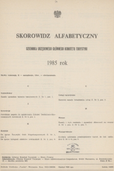Dziennik Urzędowy Głównego Komitetu Turystyki. 1985, Skorowidz