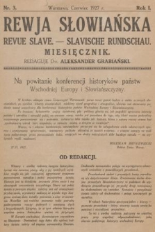 Rewja Słowiańska = Revue Slave = Slavische Rundschau : miesięcznik. R. 1, 1927, nr 3