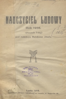 Nauczyciel Ludowy. R.1, 1916, Spis rzeczy