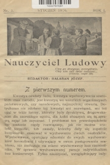 Nauczyciel Ludowy. R.1, 1916, nr 1