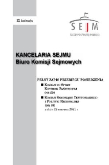 Pełny Zapis Przebiegu Posiedzenia Komisji do Spraw Kontroli Państwowej (nr 50) z dnia 22 czerwca 2021 r.