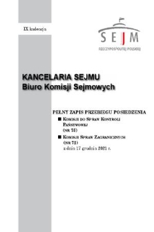 Pełny Zapis Przebiegu Posiedzenia Komisji do Spraw Kontroli Państwowej (nr 75) z dnia 17 grudnia 2021 r.