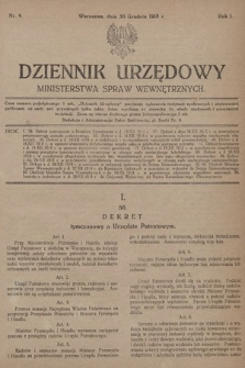 Dziennik Urzędowy Ministerstwa Spraw Wewnętrznych. 1918, nr 4