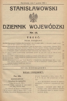 Stanisławowski Dziennik Wojewódzki. 1932, nr 16