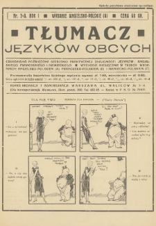 Tłumacz Języków Obcych : czasopismo poświęcone szerzeniu praktycznej znajomości języków : angielskiego, francuskiego i niemieckiego. Wyd. angielsko-polskie (A). 1931, nr 3