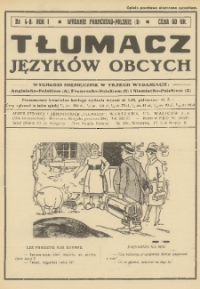 Tłumacz Języków Obcych : czasopismo poświęcone szerzeniu praktycznej znajomości języków : angielskiego, francuskiego i niemieckiego. Wyd. francusko-polskie (B). 1931, nr 4