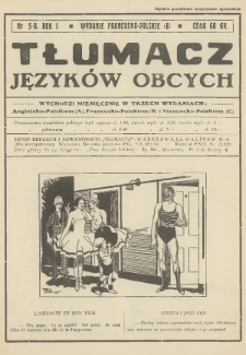 Tłumacz Języków Obcych : czasopismo poświęcone szerzeniu praktycznej znajomości języków : angielskiego, francuskiego i niemieckiego. Wyd. francusko-polskie (B). 1931, nr 5