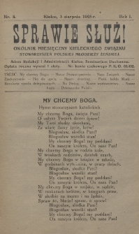 Sprawie Służ! : okólnik miesięczny Kieleckiego Związku Stowarzyszeń Polskiej Młodzieży Żeńskiej. 1925, nr 8