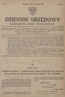 Dziennik Urzędowy Ministerstwa Spraw Wewnętrznych. 1919, nr 3