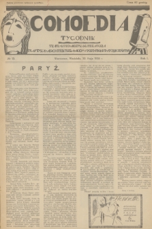 Comoedia : teatr, kino, muzyka, literatura, plastyka, architektura, mody, sport, finanse, społeczeństwo. R.1, 1926, № 13