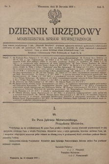 Dziennik Urzędowy Ministerstwa Spraw Wewnętrznych. 1919, nr 5