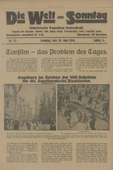 Die Welt am Sonntag : ilustrierte Familien-Zeitschrift : Magazin für Literatur, Theater, Film, Kunst, Musik, Frauenfragen, Mode, Touristik, Sport. 1930, nr 27