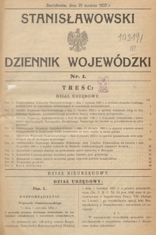 Stanisławowski Dziennik Wojewódzki. 1933, nr 1