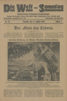 Die Welt am Sonntag : ilustrierte Familien-Zeitschrift : Magazin für Literatur, Theater, Film, Kunst, Musik, Frauenfragen, Mode, Touristik, Sport. 1930, nr 36