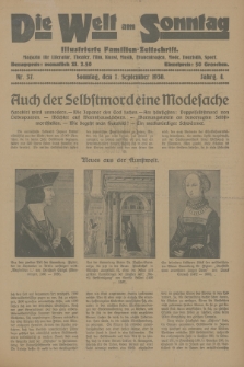 Die Welt am Sonntag : ilustrierte Familien-Zeitschrift : Magazin für Literatur, Theater, Film, Kunst, Musik, Frauenfragen, Mode, Touristik, Sport. 1930, nr 37