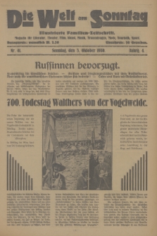 Die Welt am Sonntag : ilustrierte Familien-Zeitschrift : Magazin für Literatur, Theater, Film, Kunst, Musik, Frauenfragen, Mode, Touristik, Sport. 1930, nr 41