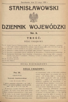 Stanisławowski Dziennik Wojewódzki. 1933, nr 3