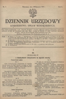 Dziennik Urzędowy Ministerstwa Spraw Wewnętrznych. 1919, nr 7