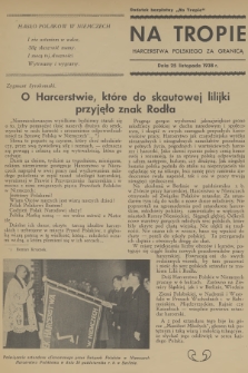 Na Tropie Harcerstwa Polskiego za Granicą : dodatek bezpłatny „Na Tropie”. 1938 (25 listopada)