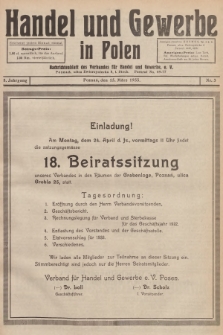 Handel und Gewerbe in Polen : Nachrichtenblatt des Verbandes für Handel und Gewerbe. Jg.8, 1933, nr 3