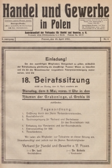Handel und Gewerbe in Polen : Nachrichtenblatt des Verbandes für Handel und Gewerbe. Jg.8, 1933, nr 4