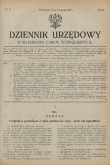 Dziennik Urzędowy Ministerstwa Spraw Wewnętrznych. 1919, nr 9