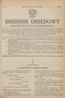 Dziennik Urzędowy Ministerstwa Spraw Wewnętrznych. 1919, nr 10