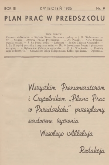 Plan Prac w Przedszkolu. R.3, 1936, nr 9