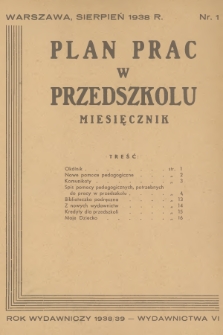 Plan Prac w Przedszkolu. R.6, 1938, nr 1