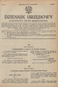 Dziennik Urzędowy Ministerstwa Spraw Wewnętrznych. 1919, nr 11