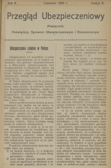 Przegląd Ubezpieczeniowy : czasopismo poświęcone sprawom ubezpieczeniowym i ekonomicznym : wychodzi co dwa tygodnie. R.2, 1923, nr 8