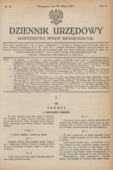Dziennik Urzędowy Ministerstwa Spraw Wewnętrznych. 1919, nr 14