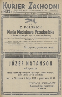 Kurjer Zachodni Iskra : dziennik polityczny, gospodarczy i literacki. R.20, 1929, nr 38