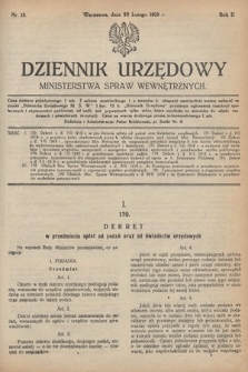 Dziennik Urzędowy Ministerstwa Spraw Wewnętrznych. 1919, nr 15