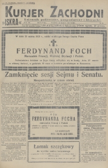 Kurjer Zachodni Iskra : dziennik polityczny, gospodarczy i literacki. R.20, 1929, nr 84