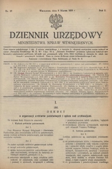 Dziennik Urzędowy Ministerstwa Spraw Wewnętrznych. 1919, nr 17