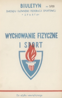 Biuletyn Informacyjny Federacji Sportowej „Sparta”. 1961, nr 3