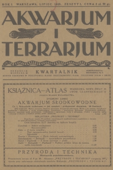 Akwarjum i Terrarjum. R.1, 1925, Zeszyt 1