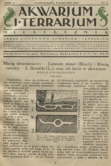 Akwarjum i Terrarjum : organ miłośników akwarjum i terrarjum : czasopismo przyrodnicze, zatwierdzone przez Ministerstwo Wyznań Religijnych i Oświecenia Publicznego jako wydawnictwo pomocnicze dla nauczycieli szkół średnich i powszechnych. R.2, 1927, Zeszyt 4